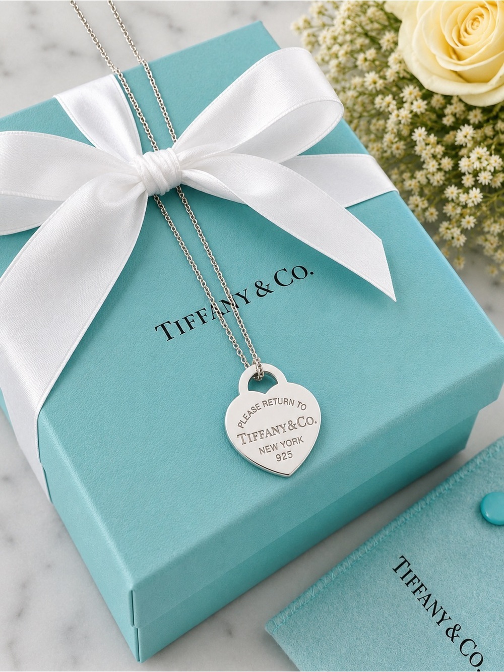 Tiffany & Co. Return to Tiffany® Heart Tag Pendant Necklace Sterling Medium 18”
